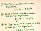 Rules to determine significant figures